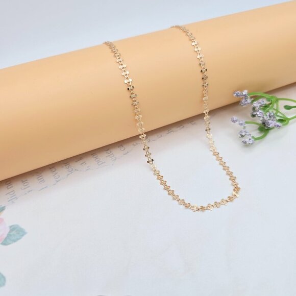 Rose Gold Plated Brass Necklace with Elegant Pattern – 17.7 Inches, XPNL0024 - Picture 6 of 12